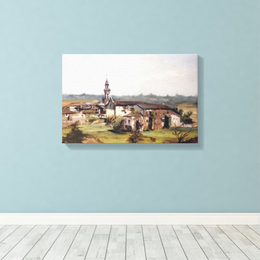 Pueblo de Lugo/Village in Lugo Canvas Afdruk (Insitu (Houten vloer))