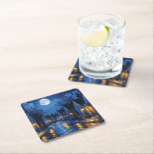 Pueblo de noche con luces y faroles kartonnen onderzetters (Insitu)