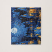 Pueblo de noche con luces y faroles legpuzzel (Verticaal)