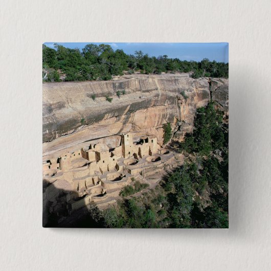 Pueblo Indische cliff-woningen Vierkante Button 5,1 Cm (Voorkant)