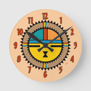 Pueblo Katsina (Kachina) Sun Face Ronde Klok