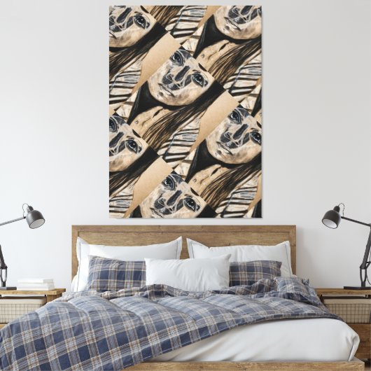 Pueblo-meisje houtskool schets van Ayasha Canvas Afdruk (Insitu (Slaapkamer))