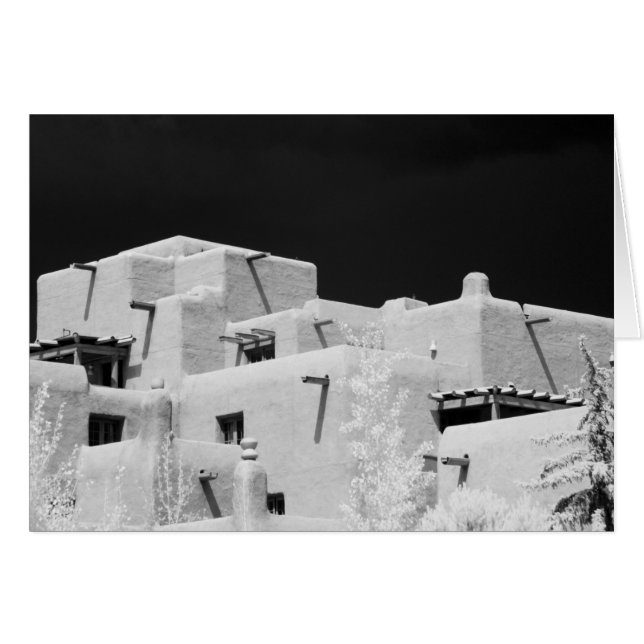 Pueblo stijl adobe herberg bij Loretto, Santa Fe,  (Voorkant Horizontaal)