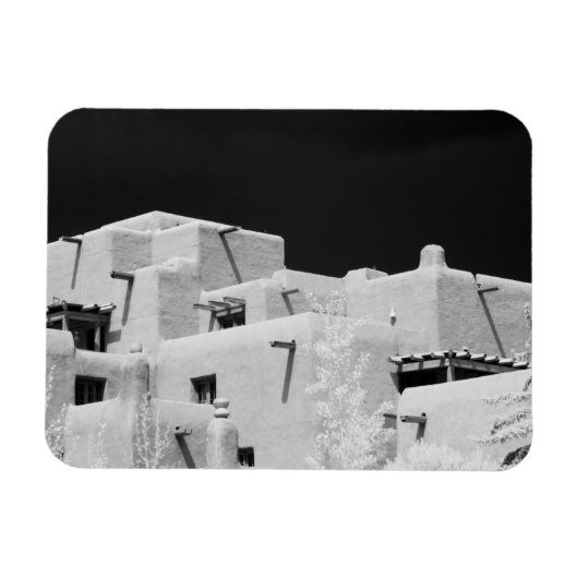 Pueblo stijl adobe Inn bij Loretto, Santa Fe, New Magneet (Horizontaal)