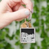 Pueblo stijl adobe Inn bij Loretto, Santa Fe, New Sleutelhanger (Hand)