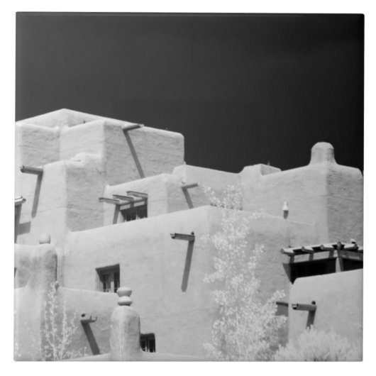 Pueblo stijl adobe Inn bij Loretto, Santa Fe, New Tegeltje (Voorkant)