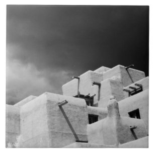 Pueblo stijl adobe Inn bij Loretto, Santa Fe, New Tegeltje