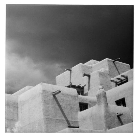 Pueblo stijl adobe Inn bij Loretto, Santa Fe, New Tegeltje (Voorkant)