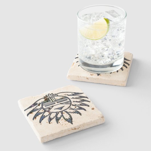 Pueblo Sun Native American Stenen Onderzetter (Zijkant)