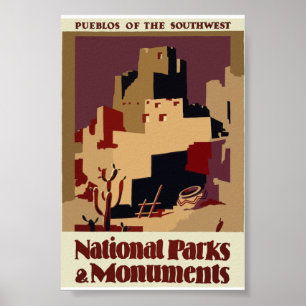 Pueblos of the Southwest Vintage Travel Poster