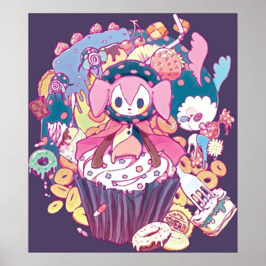 Puella Magi Magica Madoka Charlotte en Friends Poster (Voorkant)