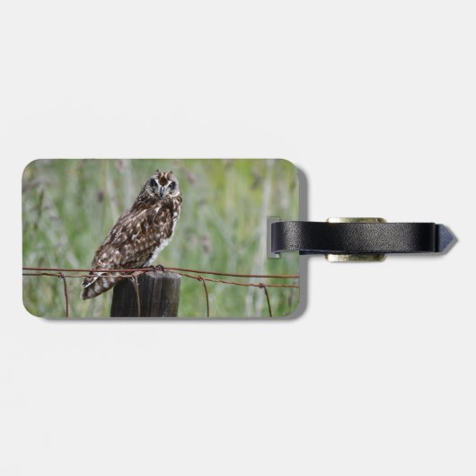 Pueo op de hek post bagagelabel (Achterkant horizontaal)