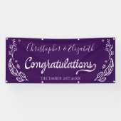 Pueplow White Elegant Chic Wedding Gefeliciteerd Spandoek (Horizontaal)