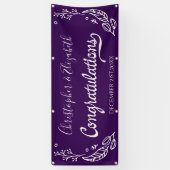 Pueplow White Elegant Chic Wedding Gefeliciteerd Spandoek (Verticaal)