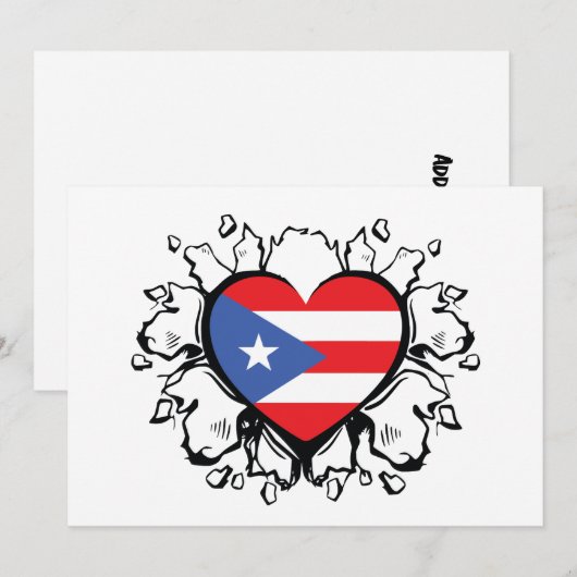 Puero Rico Flag Boricua Cute Simple Kaart (Voorkant / Achterkant)