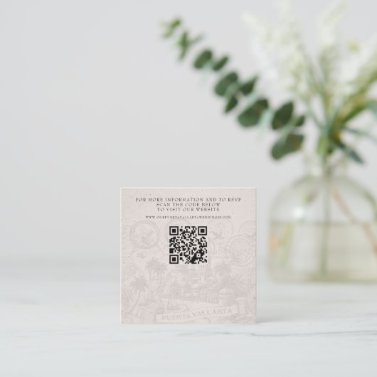 Puerta Vallarta Passport Wedding QR Informatiekaartje (Staand voorkant)