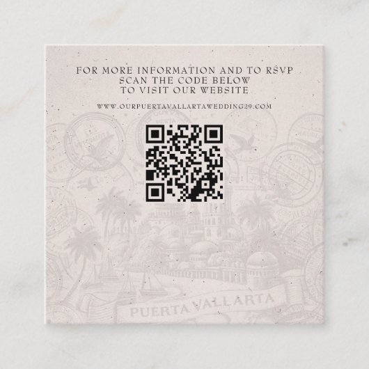 Puerta Vallarta Passport Wedding QR Informatiekaartje (Voorkant)