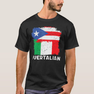Puertalian Puerto Ricaanse en Italiaanse vlag T-shirt