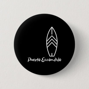 Puerto Escondido, Surf liefhebber, Strandvakantie, Ronde Button 5,7 Cm
