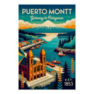Puerto Montt Chili Retro Reisposter Kunst Perfect Poster