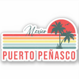 Puerto Peñasco Mexico Beach 60  Palm Trees Sticker