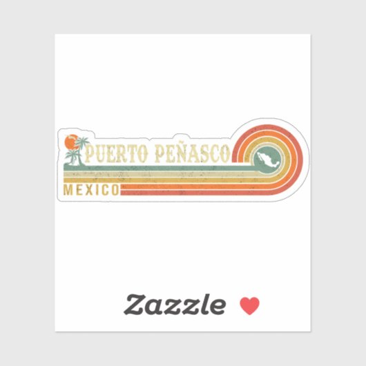 Puerto Peñasco Mexico Beach  Palm Trees 60 s Sticker (Vel)