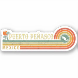 Puerto Peñasco Mexico Beach  Palm Trees 60 s Sticker