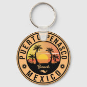 Puerto Peñasco Mexico Beach Retro Sunset 80 s Sleutelhanger (Voorkant)