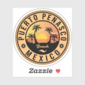Puerto Peñasco Mexico Beach Retro Sunset 80 s Sticker (Vel)