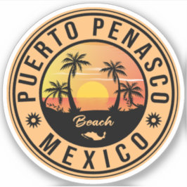 Puerto Peñasco Mexico Beach Retro Sunset 80 s Sticker