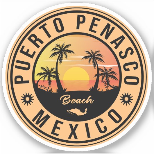 Puerto Peñasco Mexico Beach Retro Sunset 80 s Sticker (Voorkant)