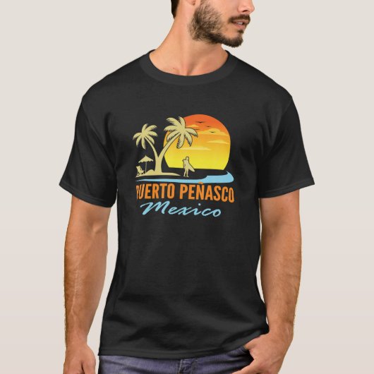Puerto Penasco Mexico Beach Sunset Palm Trees Ocea T-shirt (Voorkant)