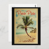 Puerto Plata Briefkaart Palm Tree Vintage (Voorkant / Achterkant)