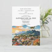 Puerto Plata bruiloft uitnodiging Retro (Staand voorkant)