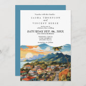 Puerto Plata bruiloft uitnodiging Retro (Voorkant / Achterkant)