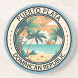 Puerto Plata Dominicaanse Republiek Hut Badge Zandsteen Onderzetter<br><div class="desc">Puerto Plata vector kunst ontwerp. San Felipe de Puerto Plata is de hoofdstad van de provincie Puerto Plata aan de noordkust van de Dominicaanse Republiek. De stad is vooral bekend om zijn stranden.</div>