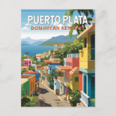 Puerto Plata Dominicaanse Republiek Reiskunst Vint Briefkaart (Voorkant)