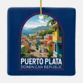 Puerto Plata Dominicaanse Republiek Reiskunst Vint Keramisch Ornament (Achterkant)