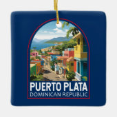 Puerto Plata Dominicaanse Republiek Reiskunst Vint Keramisch Ornament (Voorkant)