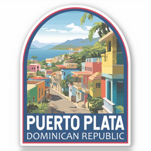 Puerto Plata Dominicaanse Republiek Reiskunst Vint Sticker (Voorkant)
