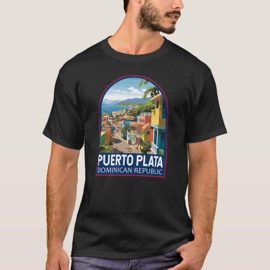 Puerto Plata Dominicaanse Republiek Reiskunst Vint T-shirt (Voorkant)