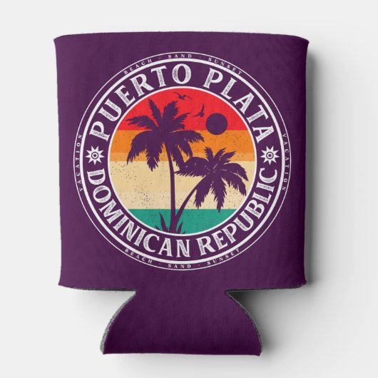 Puerto Plata Dominicaanse Republiek Retro Palm Tre Blikjeskoeler (Achterkant)