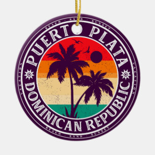 Puerto Plata Dominicaanse Republiek Retro Palm Tre Keramisch Ornament