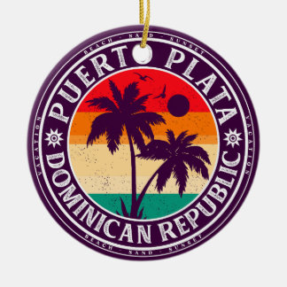 Puerto Plata Dominicaanse Republiek Retro Palm Tre Keramisch Ornament