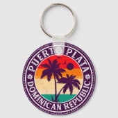 Puerto Plata Dominicaanse Republiek Retro Palm Tre Sleutelhanger (Achterkant)