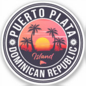 Puerto Plata Dominicaanse Republiek Retro Sunset 6 Sticker (Voorkant)
