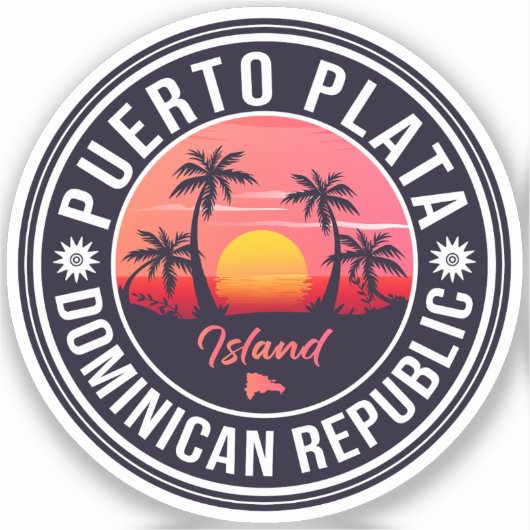 Puerto Plata Dominicaanse Republiek Retro Sunset 6 Sticker (Voorkant)