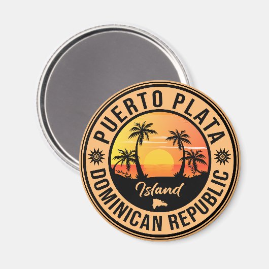 Puerto Plata Dominicaanse Republiek Retro Sunset Magneet (Voorkant / Achterkant)