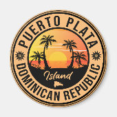 Puerto Plata Dominicaanse Republiek Retro Sunset Magneet (Voorkant)
