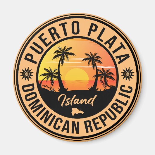 Puerto Plata Dominicaanse Republiek Retro Sunset Magneet (Voorkant)